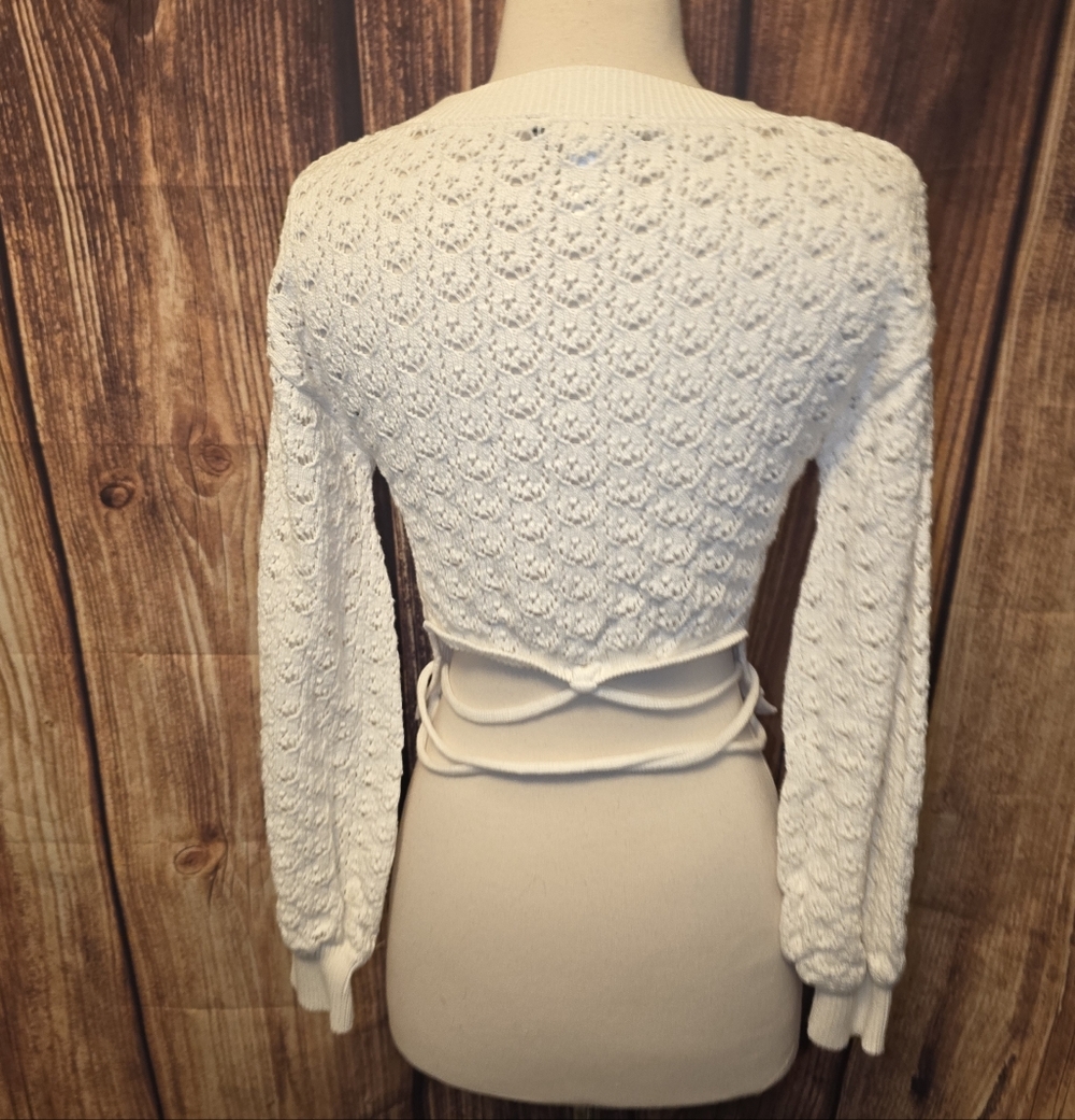 Lulus Always All Mine Croppes Sweater Size M Ivory - Picture 5 of 9